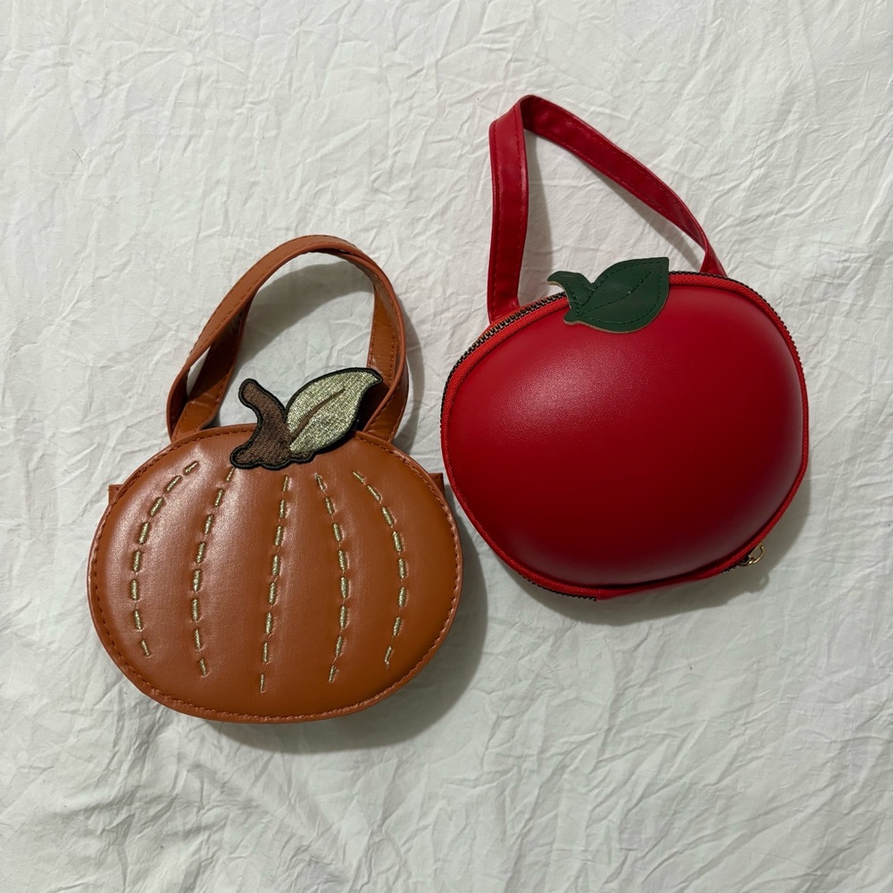 BUNDLE Fun Kids Purses Bags Pocketbook Apple and Pumpkin